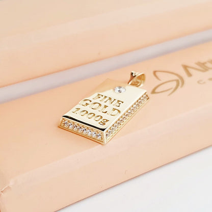 RARE FIND Y2K 14ct Yellow Gold 2.69 Gram Bullion Ingot Pendant: Solid Gold Bar Charm 14k 585 Highly Collectible