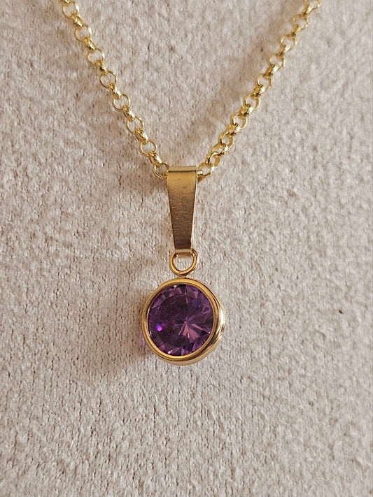 9ct Yellow Gold 0.50ct Amethyst Bezel Set Pendant - 9k Charms
