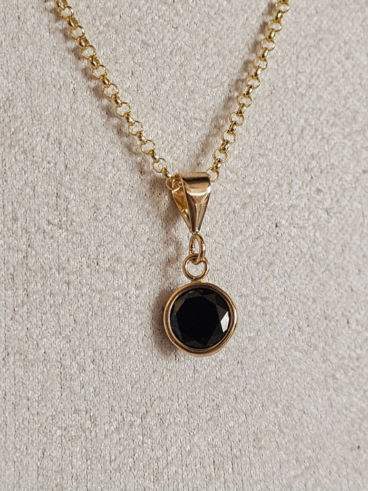 9ct Yellow Gold 0.50ct Onyx Bezel Set Pendant - 9k Charms