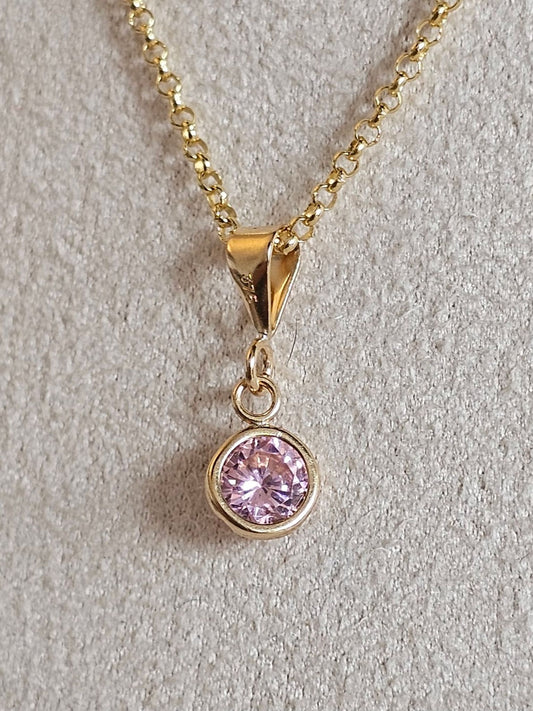 9ct Yellow Gold 0.30ct Pink Gemstone Bezel Set Pendant - 9k Charms