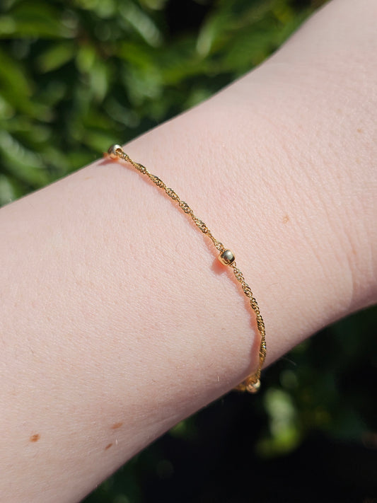 9ct Yellow Gold Rope-and-Ball Twist Chain Bracelet 7.2" 18.4cm 0.89 grams