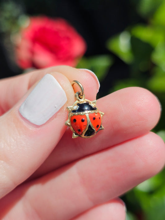 14ct Gold Enamel Ladybird Charm/ Pendant 14k 585 0.61 grams