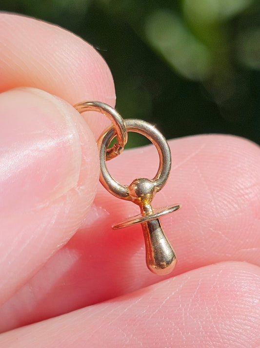 1990s Vintage 9ct Gold Dummy Charm - Puffy 3D Minature Pendants Puffy 9k Pacifier 0.64 grams
