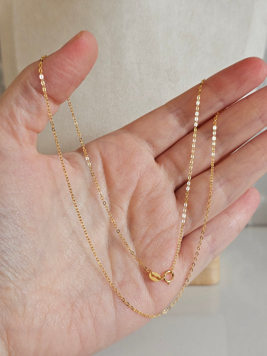 Sterling Silver Yellow gold 925 cable trace chain necklace 18"