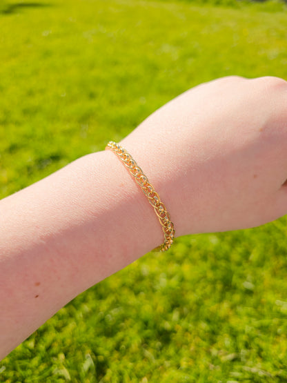 9ct Yellow Gold Fancy Link Bracelet with Lobster Clasp - 7.5" 19cm - 9k