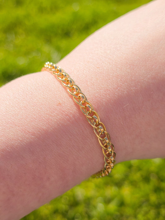 9ct Yellow Gold Fancy Link Bracelet with Lobster Clasp - 7.5" 19cm - 9k