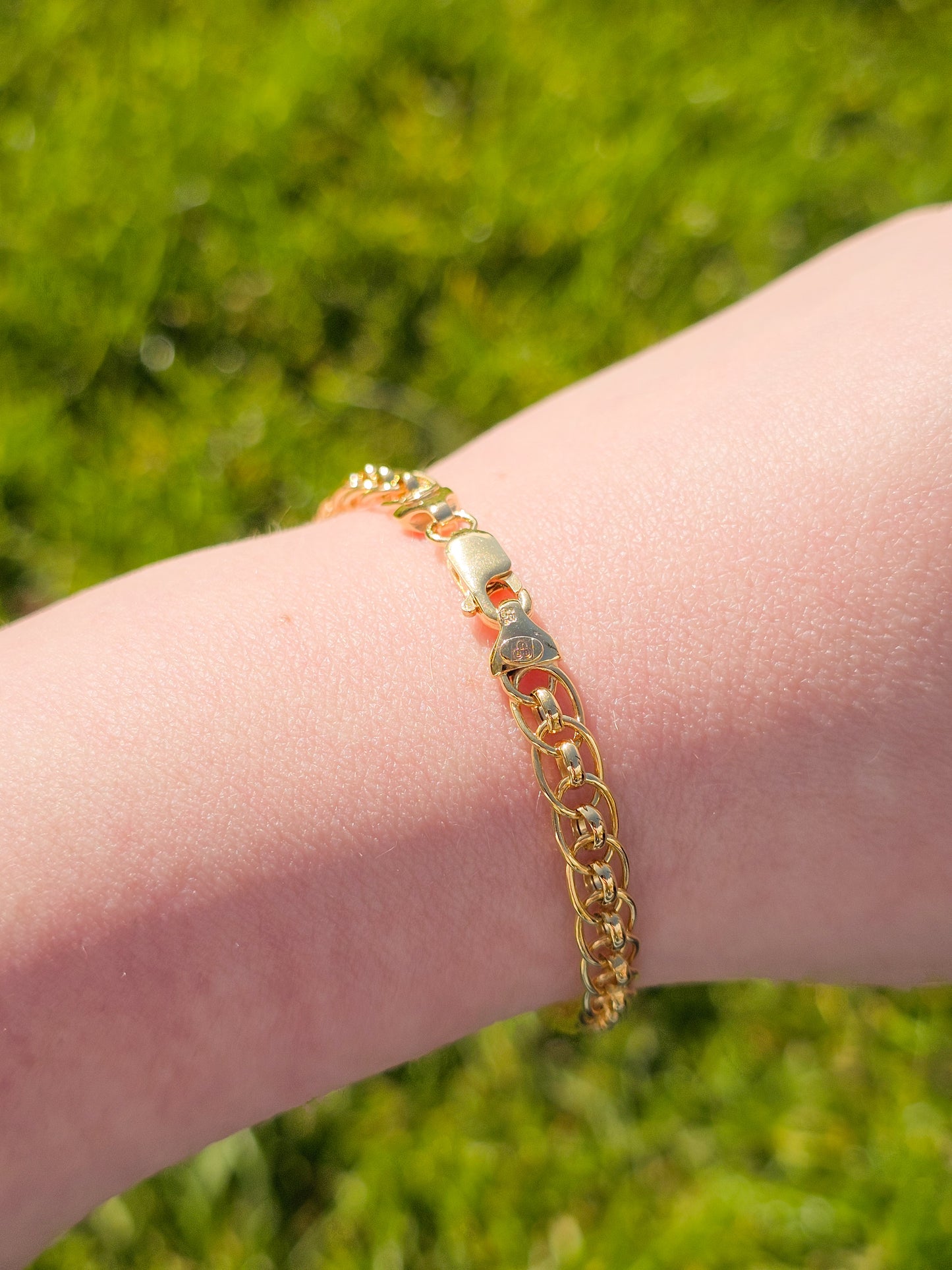 9ct Yellow Gold Fancy Link Bracelet with Lobster Clasp - 7.5" 19cm - 9k