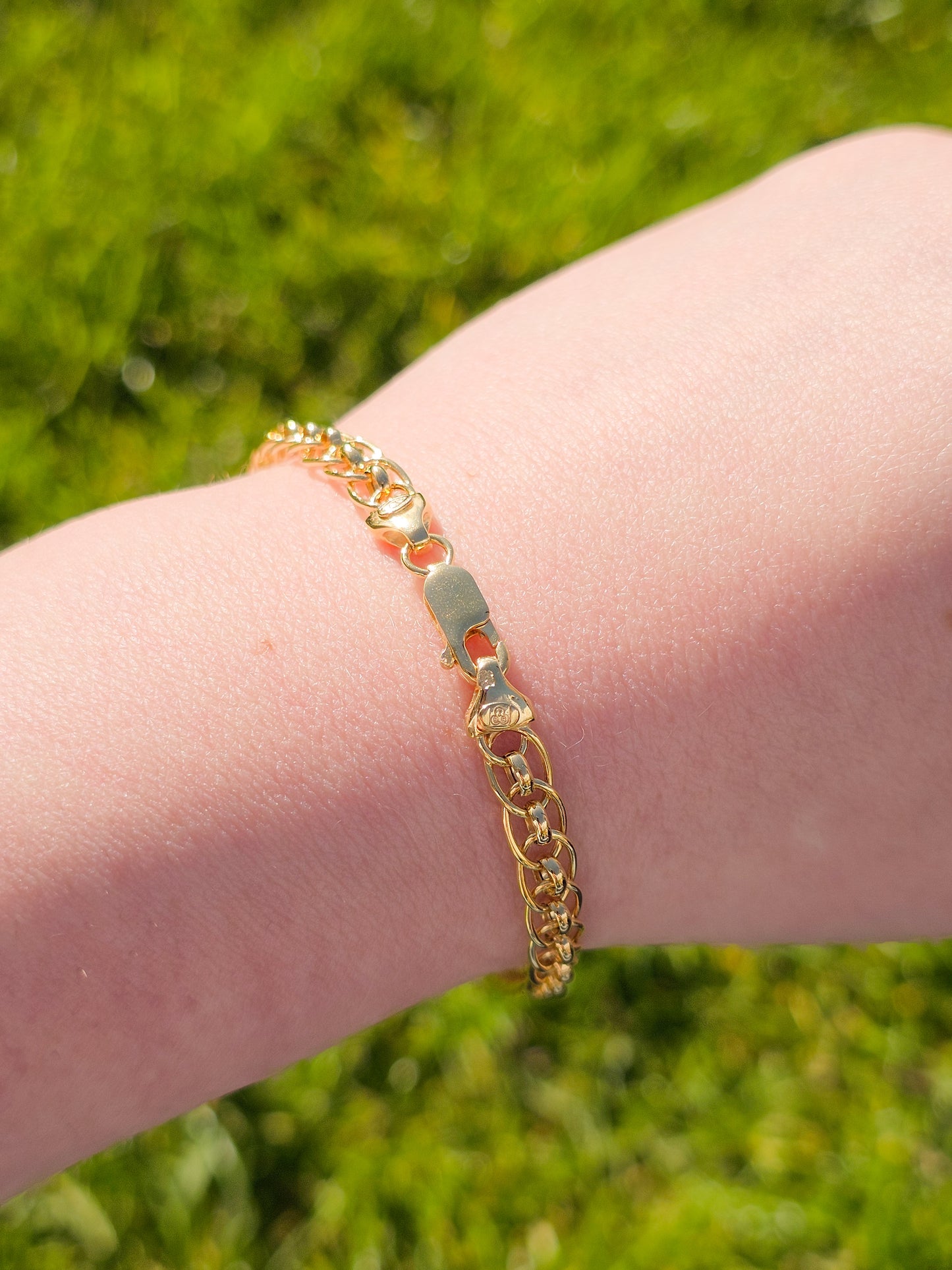9ct Yellow Gold Fancy Link Bracelet with Lobster Clasp - 7.5" 19cm - 9k