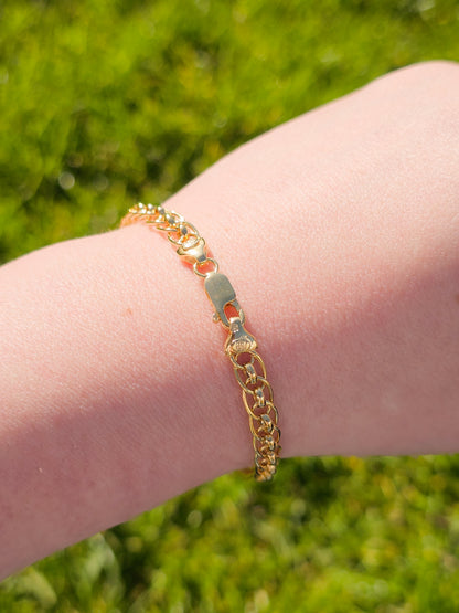 9ct Yellow Gold Fancy Link Bracelet with Lobster Clasp - 7.5" 19cm - 9k