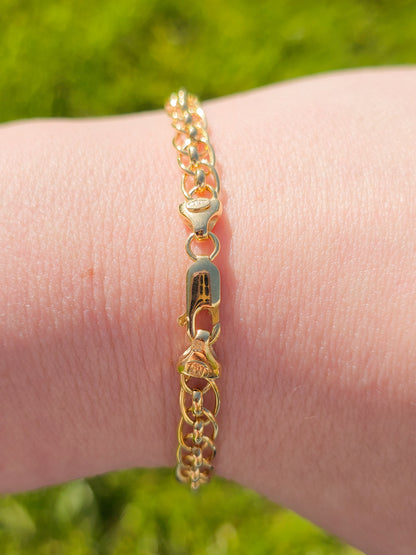 9ct Yellow Gold Fancy Link Bracelet with Lobster Clasp - 7.5" 19cm - 9k