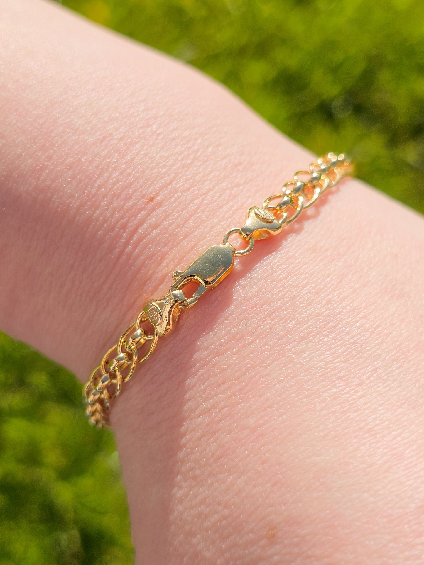 9ct Yellow Gold Fancy Link Bracelet with Lobster Clasp - 7.5" 19cm - 9k