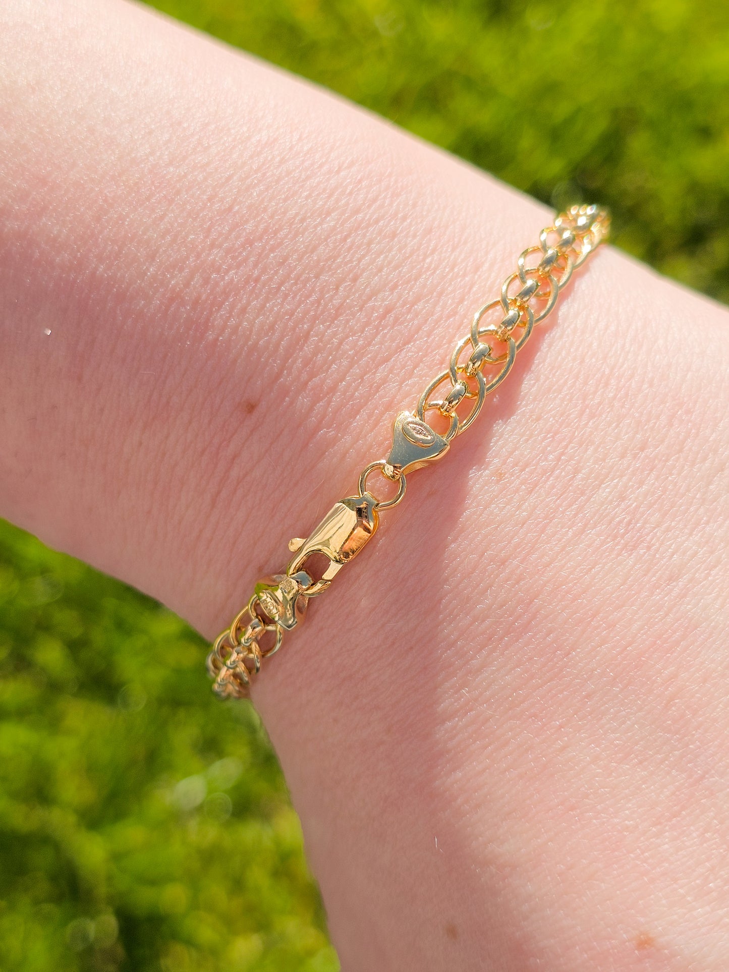 9ct Yellow Gold Fancy Link Bracelet with Lobster Clasp - 7.5" 19cm - 9k