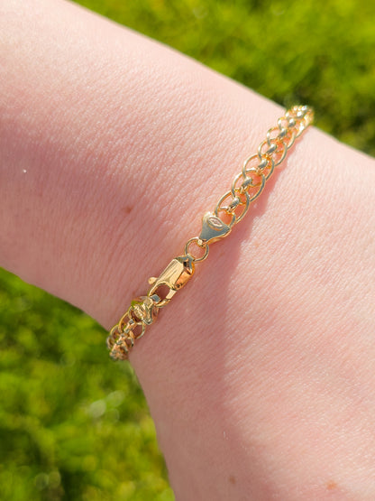9ct Yellow Gold Fancy Link Bracelet with Lobster Clasp - 7.5" 19cm - 9k