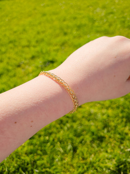 9ct Yellow Gold Fancy Link Bracelet with Lobster Clasp - 7.5" 19cm - 9k