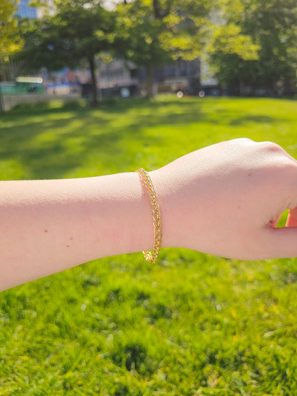 9ct Yellow Gold Fancy Link Bracelet with Lobster Clasp - 7.5" 19cm - 9k