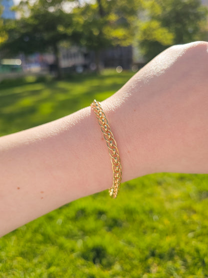 9ct Yellow Gold Fancy Link Bracelet with Lobster Clasp - 7.5" 19cm - 9k