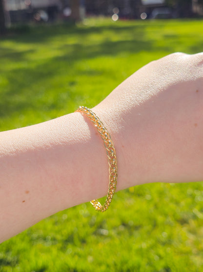 9ct Yellow Gold Fancy Link Bracelet with Lobster Clasp - 7.5" 19cm - 9k