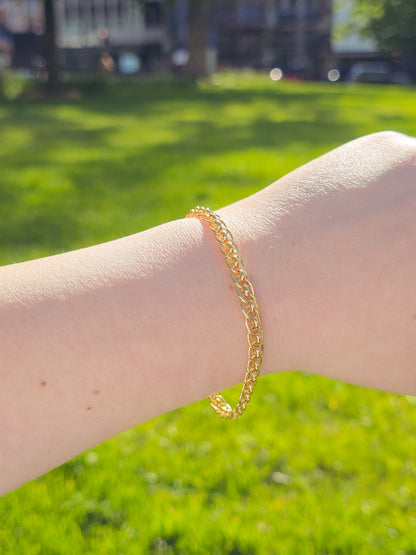 9ct Yellow Gold Fancy Link Bracelet with Lobster Clasp - 7.5" 19cm - 9k