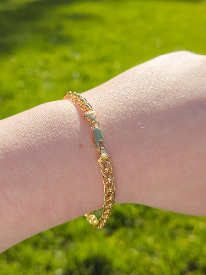 9ct Yellow Gold Fancy Link Bracelet with Lobster Clasp - 7.5" 19cm - 9k