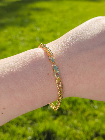 9ct Yellow Gold Fancy Link Bracelet with Lobster Clasp - 7.5" 19cm - 9k