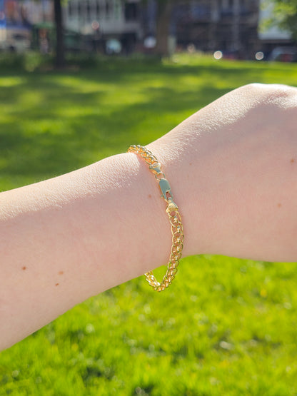 9ct Yellow Gold Fancy Link Bracelet with Lobster Clasp - 7.5" 19cm - 9k