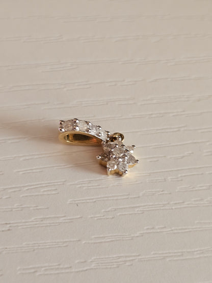 New 10ct Gold Diamond Flower Pendant - Solid Gold Natural Diamond Cluster Pendant | 0.96 grams