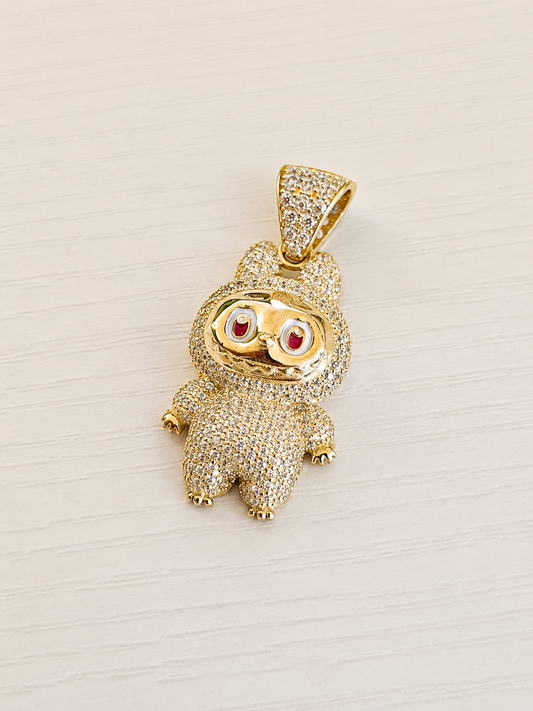 Solid 9ct Yellow Gold LabuMonster Style Fine Jewellery Pendant solid 9k charm British hallmarks 2.92 grams