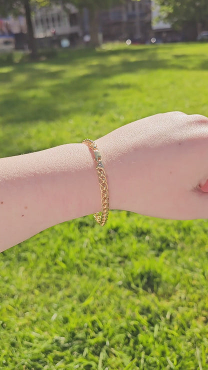 9ct Yellow Gold Fancy Link Bracelet with Lobster Clasp - 7.5" 19cm - 9k